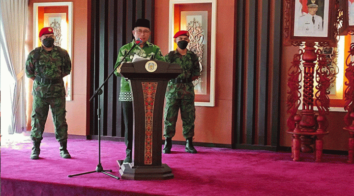 Wakil Bupati Murung Raya Rejikinoor menyampaikan sambutan pada Musda Muhammadiyah dan Aisyiah, di di aula Ondhui Cahai Tinggang, Sabtu, 20 Mei 2023.