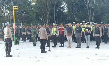 Apel Pasukan Pengamanan Penutupan Porprov Kalteng 2023 di Stadion 29 Nopember Sampit, Sabtu, 5 Agustus 2023.