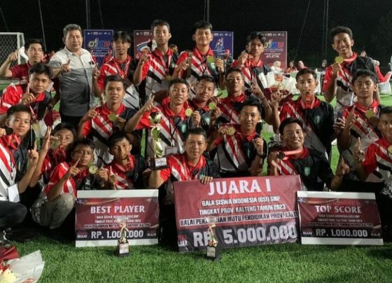 Atlet GSI SMP Kotim meraih juara 1 GSI Kalteng 2023 serta kategori top score dan best player, Rabu 9 Agustus 2023.