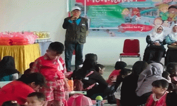 Plt Kadisdik Kotim M Irfansyah saat membuka lomba mewarnai dalam rangka HUT RI dan HUT Himpunan Pendidik dan Tenaga Kependidikan Anak Usia Dini Indonesia (HIMPAUDI) ke 18.