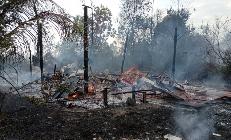 Rumah yang Hangus di Jalan Pramuka Akibat Rambatan Api Kebakaran Lahan