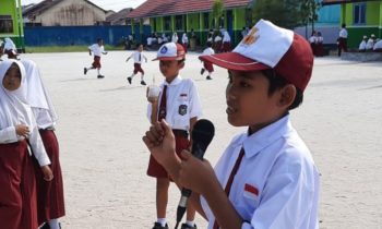 Siswa siswi SDN 4 Sawahan unjuk gigi pada lomba menyanyi lagu nasional HUT ke 78 RI, Senin 14 Agustus 2023.
