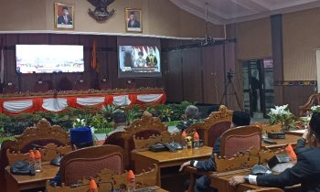 Suasana Rapat Paripurna DPRD Kotim yang digelar dengan menyaksikan Pidato Kenegaraan, Rabu 16 Agustus 2023.