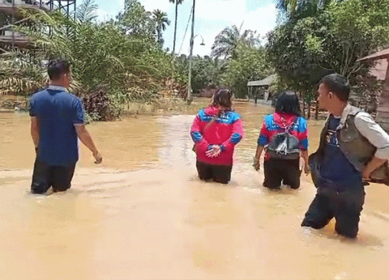 BPBD Kotim mendata rumah terdampak banjir di Desa Tumbang Mujam, Kecamatan Tualan Hulu.