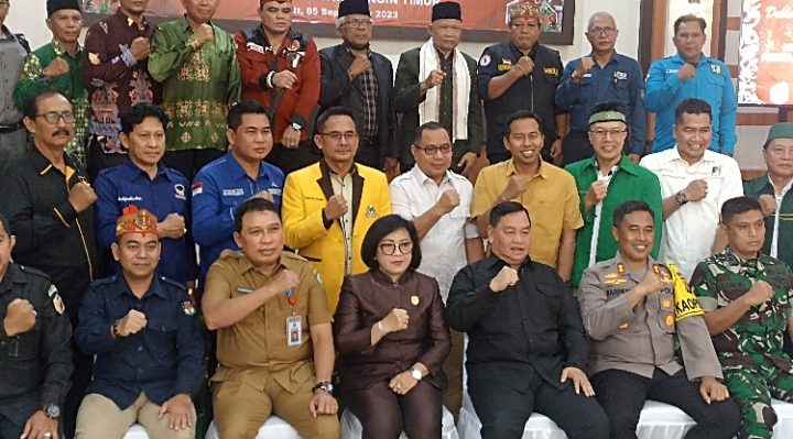 Deklarasi Pemilu Damai 2024 Polres Kotim bersama unsur Forkopimda, Penyelenggara, dan Peserta Pemilu 2024, Selasa 5 September 2023.