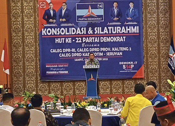 Kepala Bagian Sumber Daya Alam SDA Sekretariat Daerah Kabupaten Kotim Rody Kamislam mewakili Bupati dalam HUT ke 22 Partai Demokrat.