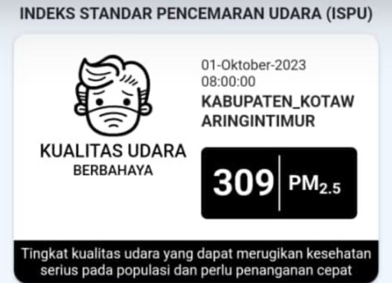 ISPU di Kotim masuk kategori berbahaya, Minggu 1 Oktober 2023.