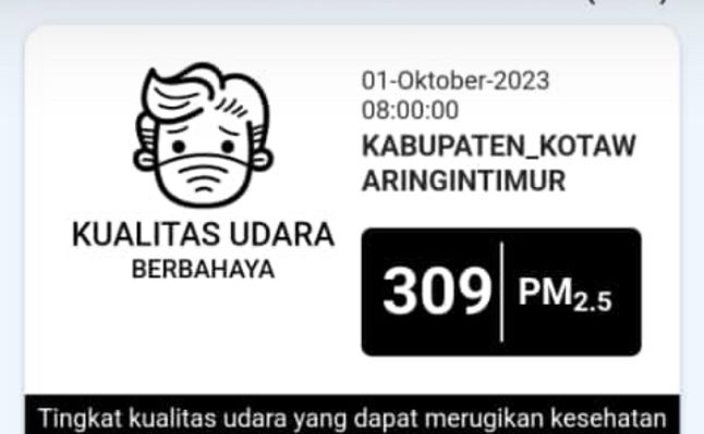 ISPU di Kotim masuk kategori berbahaya, Minggu 1 Oktober 2023.