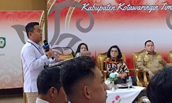 Ketua KPU Kotim, M. Rifqi memberikan sambutan pada penandatanganan NHPD bersama Pemkab Kotim, Senin 30 Oktober 2023.