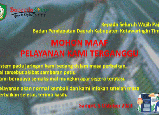 Pengumuman yang dibagikan Bapenda Kotim terkait kendala Pembayaran Pajak.