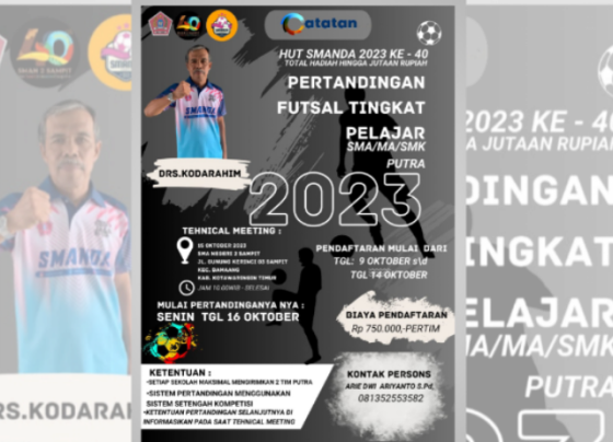 Poster lomba futsal SMAN 2 Sampit dalam rangka memperingati HUT ke 40.