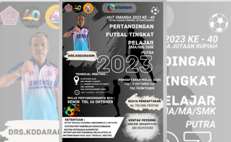 Pengumuman! Peringati HUT ke-40, SMAN 2 Sampit Buka Pendaftaran Lomba Futsal