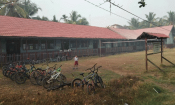 Suasana di SDN 4 Bapinang Hilir Laut Desa Hantipan Kecamatan Pulau Hanaut, Jumat, 6 Oktober 2023.