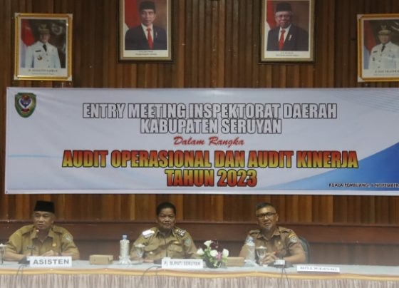 Bupati Seruyan Djainuddin Noor saat membuka Entry Meeting Inspektorat Daerah Seruyan dalam rangka Audit Operasional dan Audit Kinerja Tahun 2023.