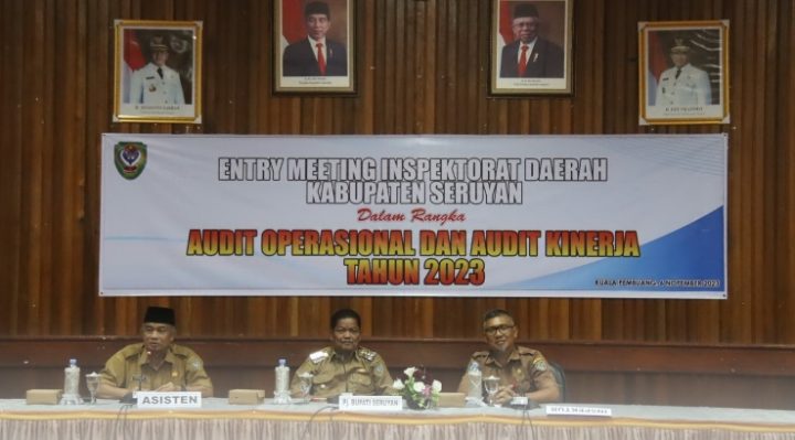 Bupati Seruyan Djainuddin Noor saat membuka Entry Meeting Inspektorat Daerah Seruyan dalam rangka Audit Operasional dan Audit Kinerja Tahun 2023.