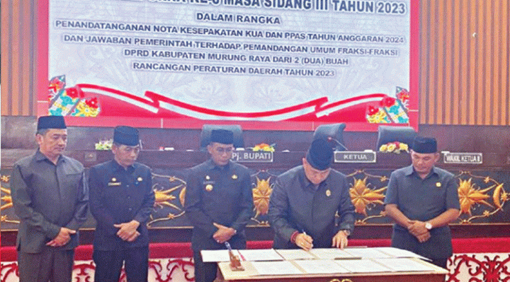 DPRD dan Pemkab Murung Raya teken Nota Kesepakatan KUA PPAS APBD 2024