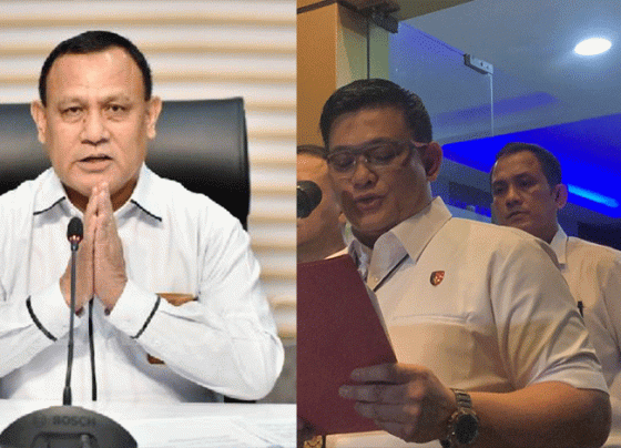 Kolase Firli Bahuri kiri, dan Direskrimsus Polda Metro Jaya Kombes Pol Ade Safri Simanjuntak, kanan.