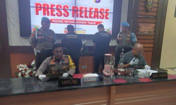 Kapolres Kotim AKBP Sarpani saat menggelar pers rilis kasus kematian calon dokter muda di Sampit.