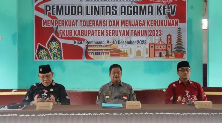 Pj Bupati Seruyan, Djainuddin Noor saat membuka kegiatan Perkemahan Pemuda Lintas Agama V  FKUB Kabupaten Seruyan Tahun 2023