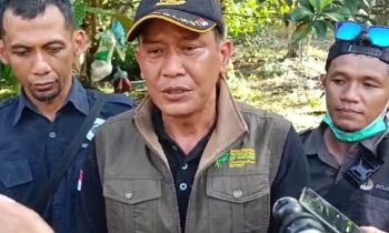 Komandan BKSDA Pos Jaga Sampit, Muriansyah tengah saat diwawancarai awak media