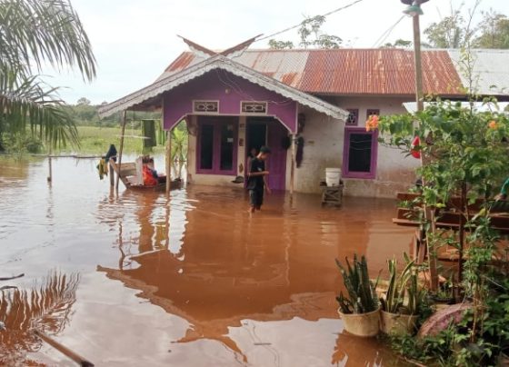 Banjir yang terjadi di Kecamatan Cempagax Kabupaten Kotim, Rabu, 21 Februari 2024