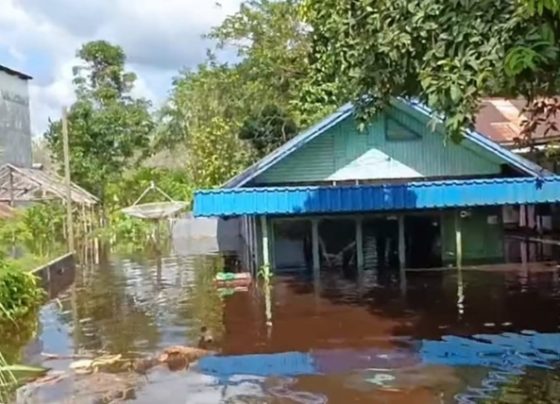 Kondisi rumah warga di salah satu desa di Kecamatan Cempaga Hulu yang direndam banjir, Minggu, 18 Februari 2024.