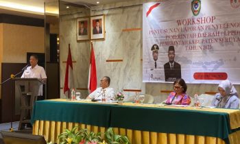 Pj Bupati Seruyan Djainuddin Noor memberikan arahan pada kegiatan Workshop Penyusunan Laporan Penyelenggaraan Pemerintah Daerah (LPPD) Tahun 2023