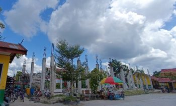Pondasi dan tiang bangunan ruang kelas baru berlantai dua SDN 4 Ketapang Sampit yang akan dibangun menggantikan gedung lama yang terbakar.