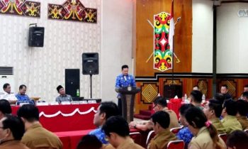 Bupati Murung Raya, Hermon saat menyampaikan sambutan saat Musrenbang RKPD 2025 di GPU Tira Tangka Balang, Senin, 18 Maret 2024.