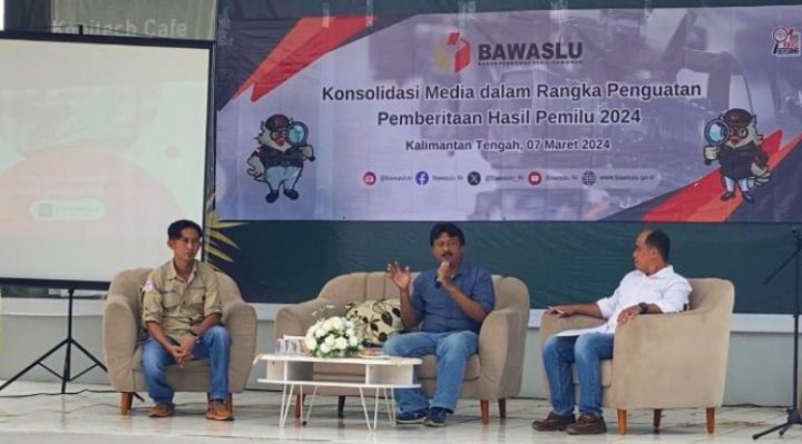 Konsolidasi media dalam rangka penguatan pemberitaan hasil pemilu 2024, dilaksanakan Bawaslu di Kota Palangka Raya, Kamis, 7 Maret 2024.