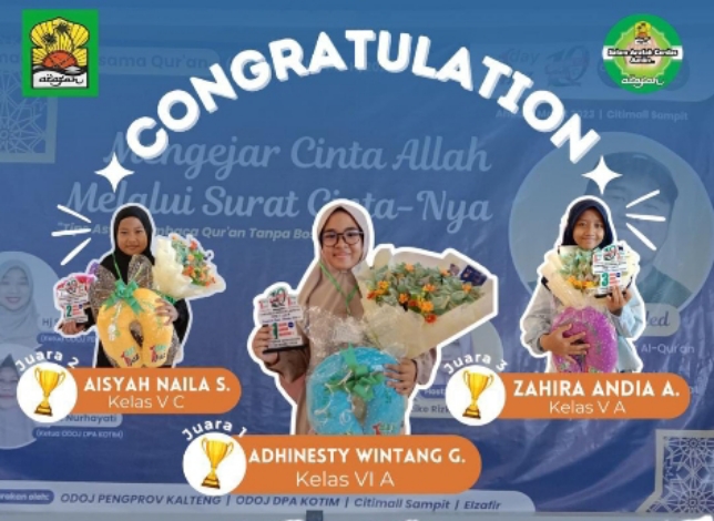 Siswi SD IT Arafah Sampit Borong Juara Lomba Rangking 1 Tarhib Ramadhan RBQ