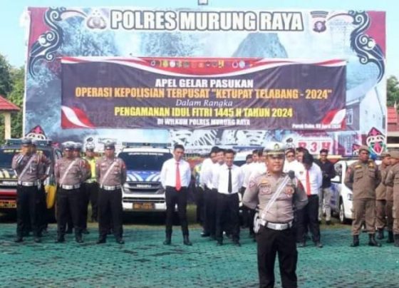 Apel Gelar Pasukan Operasi Ketupat Telabang 2024 di Kabupaten Murung Raya, Rabu, 3 April 2024.