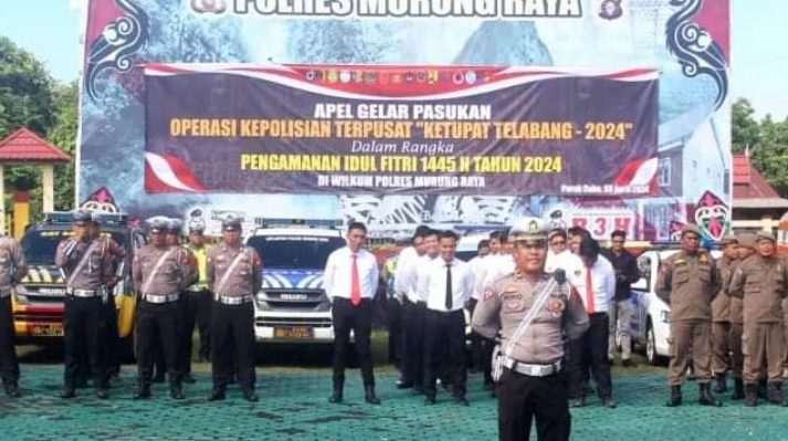 Apel Gelar Pasukan Operasi Ketupat Telabang 2024 di Kabupaten Murung Raya, Rabu, 3 April 2024.