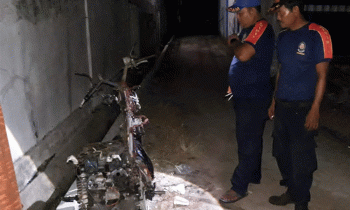 Honda Vario sisa rangkanya, karena terbakar.