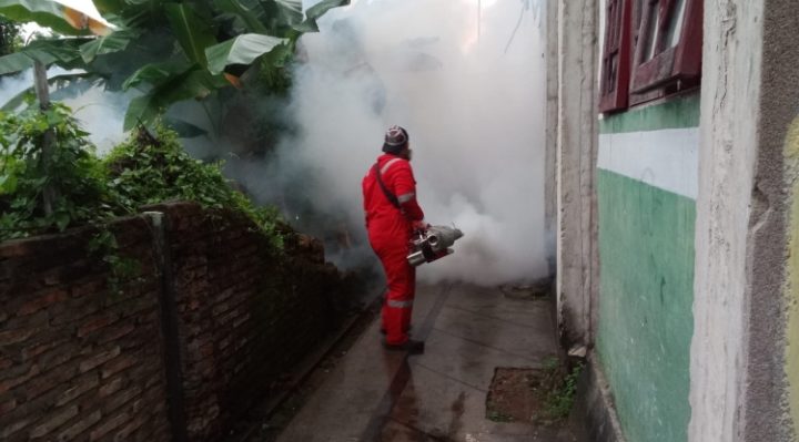 Petugas kesehatan di Seruyan saat melakukan pengasapan di wilayah Kuala Pembuang