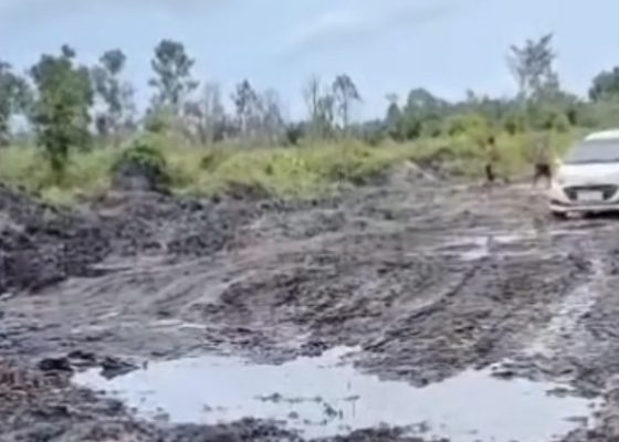 Salah satu ruas jalan antarkecamatan di Kabupaten Seruyan yang mengalami kerusakan parah.