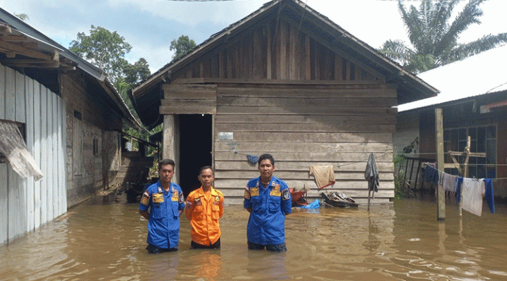 Salah satu desa di Kabupaten Seruyan yang saat ini terdampak banjir akibat tingginya intensitas hujan yang terjadi.