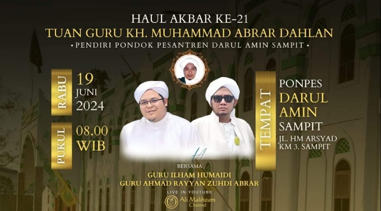 Tuan Guru Ilham Humaidi Isi Tausiah pada Haul Akbar Pendiri Ponpes Darul Amin Sampit