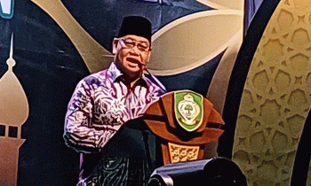 Bupati Kotim Halikinnor saat sambutan pada MTQ di Mentaya Hilir Selatan, Minggu, 7 Juli 2024.