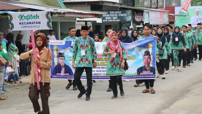 Kafilah Kecamatan Cempaga Hulu saat ikut meramaikan kegiatan Pawai Tahun Baru Islam di Kecamatan Mentaya Hilir Selatan , Minggu,  7 Juli 2024.