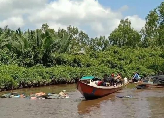 Lokasi kecelakaan air di Sungai Hantipan yang menyebabkan juru kemudi meninggal dunia.