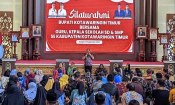 Bupati Kotim Halikinnor dan Wakil Bupati Irawati bersilaturahim dengan tenaga kependidikan, Kamis, 19 September 2024.
