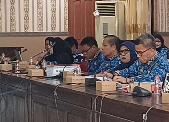 Dua dari kanan, Plt Direktur RSUD dr Murjani Sampit Yulia Nofiany saat rapat kerja dengan Komisi III DPRD Kotim, Kamis, 17 Oktober 2024.