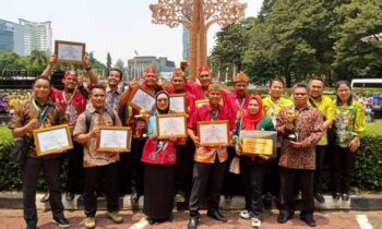 Penyerahan penghargaan Sekolah Adiwiyata, Auditorium Dr. Soedjarwo Gedung Manggala Wanabakti, Jakarta, Rabu 2 Oktober 2024.