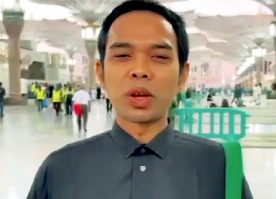 Screen shot video Ustaz Abdul Somad mendoakan kemenangan Nadalsyah Supian Hadi Pilkada Kalteng di Masjid Nabawi.