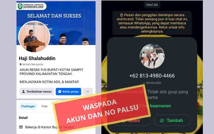 Waspadai Akun Palsu Mengatasnamakan Pjs Bupati Kotim Shalahuddin