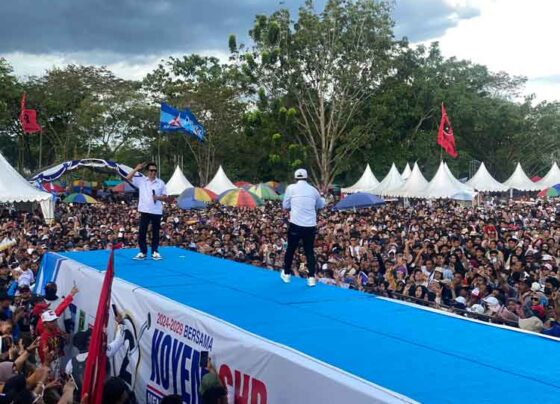 Ribuan masyarakat menghadiri kampanye akbar pasangan Cagub dan Cawagub Kalteng Koyem SHD di Stadion 29 Nopember Sampit.