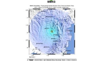 Gempa tektonik yang terjadi di Barito Timur, Kalimantan Tengah.