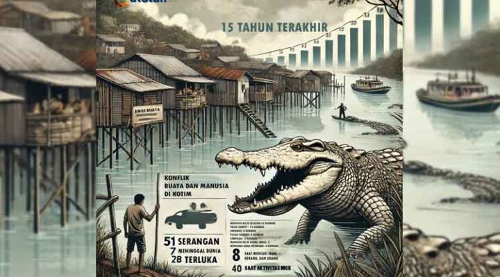 Grafis kasus serangan buaya di Kabupaten Kotawaringin Timur selama 15 tahun terakhir.