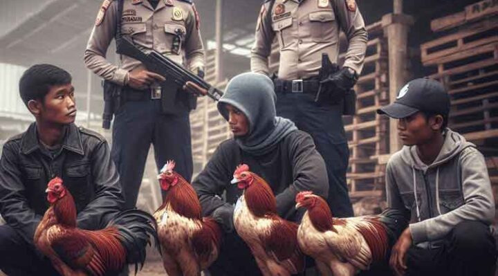 Ilustrasi judi sabung ayam. (Microsoft Bing)